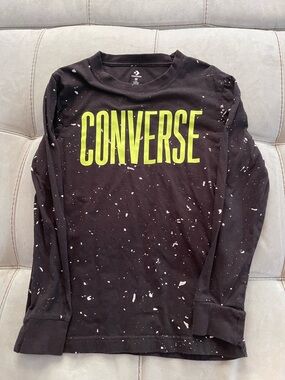 Converse Black Long Sleeve Tee with Neon Yellow Logo